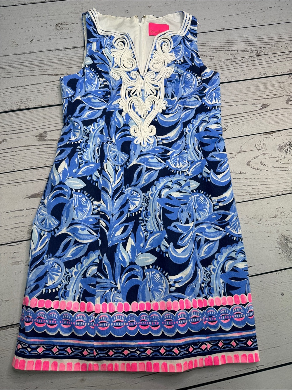 Womens LILLY PULITZER  Blue Floral Sleeveless Dress  Size 6